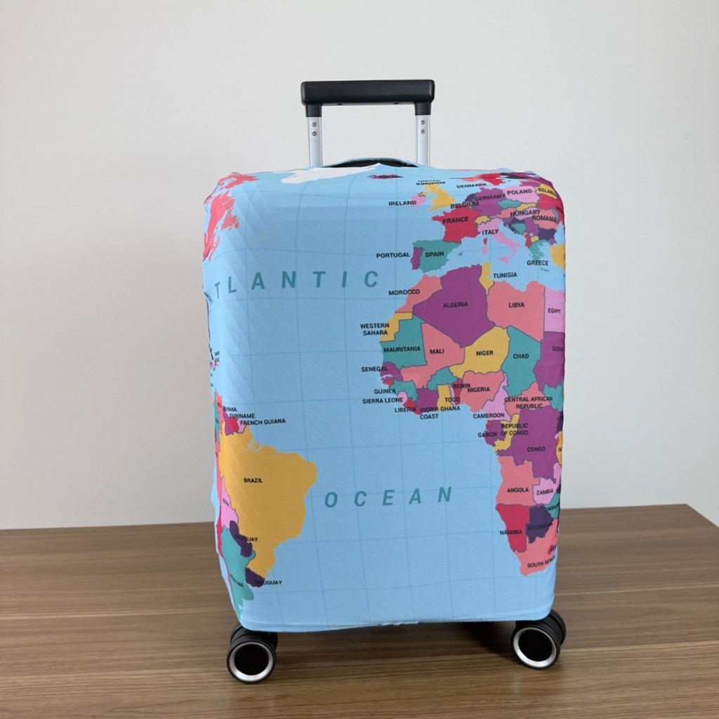 Capa Protetora Personalizada para Mala Viagem Mapa Mundi Oceano Atlântico Resistente