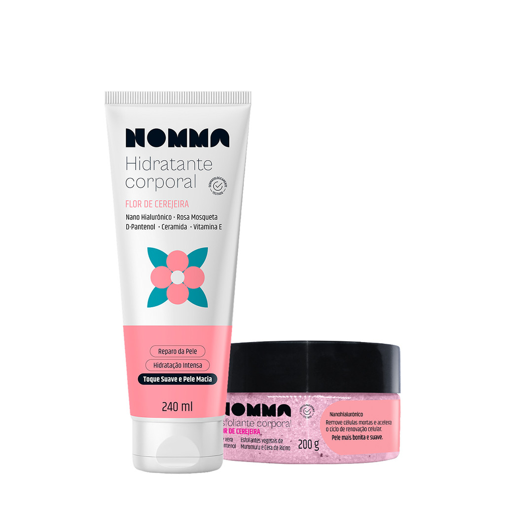 Kit Nomma Healthy Flor de Cerejeira Hidratante Esfoliante Corporal (2 produtos) em Oferta na Shopee