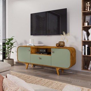 Rack para Tv até 55 Polegadas cantos Arredondados Noronha Naturalle/Pistache em Oferta na Shopee