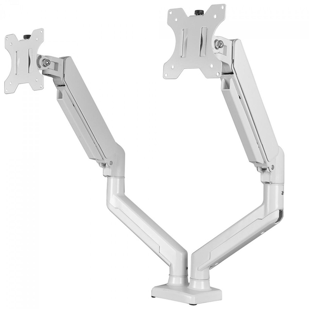 Suporte de Mesa Bluecase Ergo Flexy, Articulado, Com Pistão, Para 2 Monitores 12 Até 32 Pol, Branco