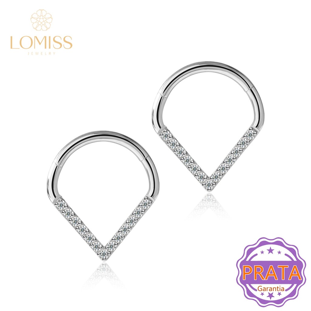 Piercing Septo Nariz Argola Prata 925 Cravejado Zircônia - Orelha Tragus Daith Rook Boca Gota Segmento Articulado em Oferta na Shopee
