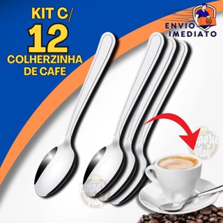 Kit Até 12 Pçs Colher de Café em Aço Inox Colherzinha Pequena Mini Resistente Elegante em Oferta na Shopee
