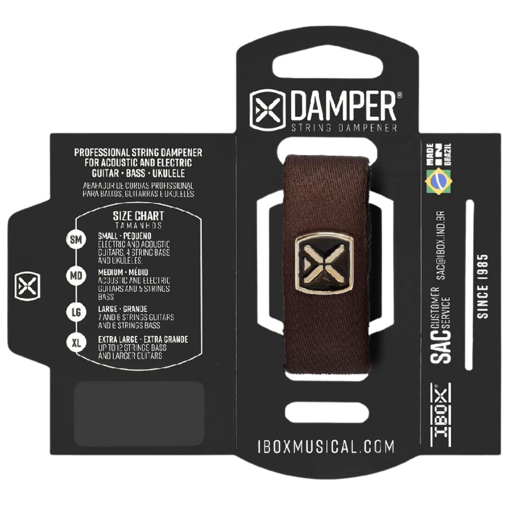 Abafador Damper Marrom DTMD18 Ibox Poliéster Tag Metal MD Médio Instrumentos Guitarra Violão Baixo