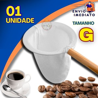 Coador de Café de Pano Grande Flanelado com Cabo de Madeira Reutilizável e Sustentável em Oferta na Shopee