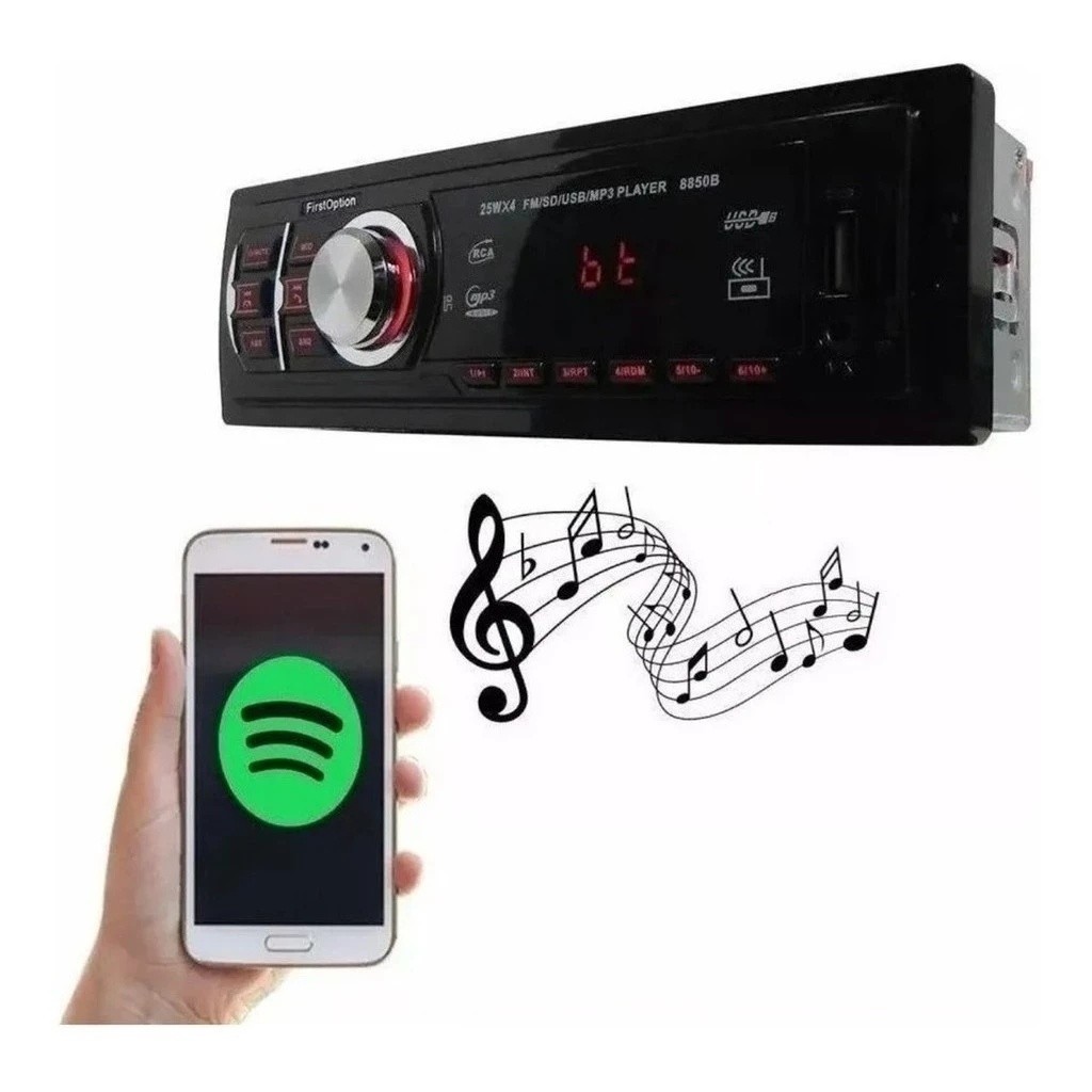 Rádio MP3 Automotivo FIRST AUDIO com Bluetooth, USB, Micro SD, FM, 4x25W + Controle Remoto — imagem 2 de 2