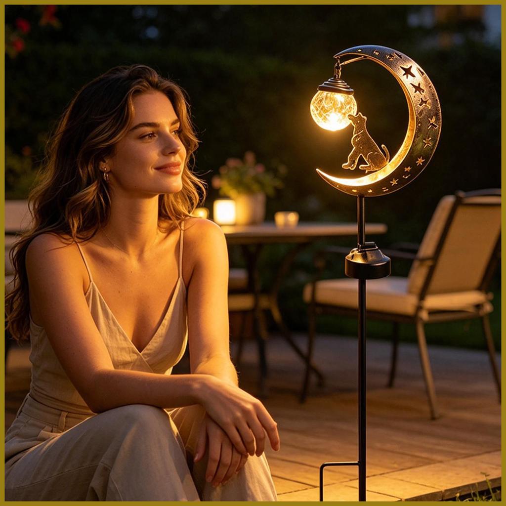 Luzes De Estaca Solares Meia Lua Decoração De Iluminação Com Caminho Solar Bola Globo De Vidro Para Jardim fuanbbr