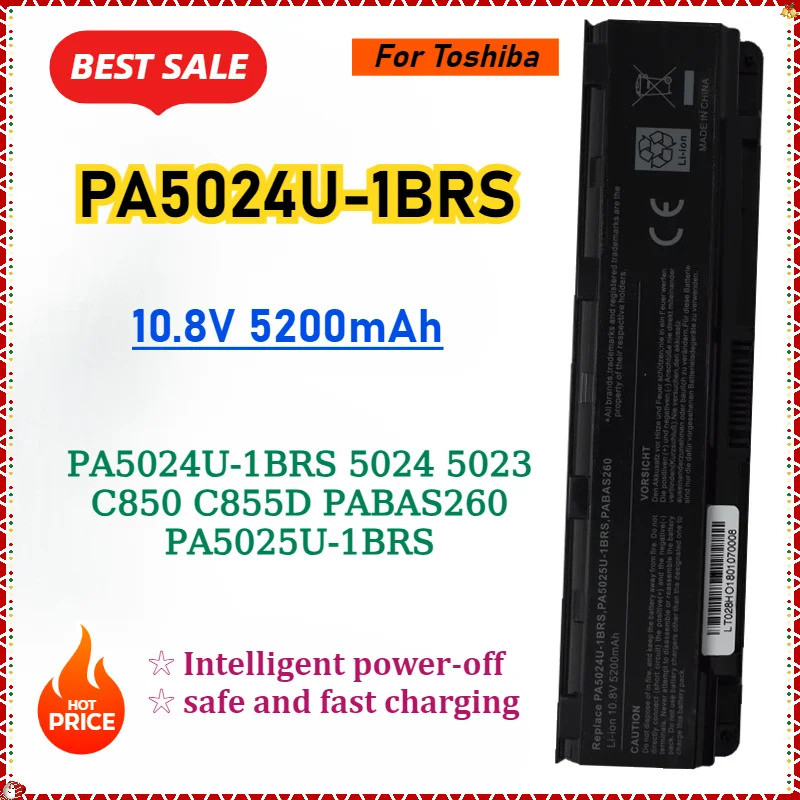 Bateria De Laptop De Alta Capacidade 5200mAh Para Toshiba PA5024U-1BRS 5024 5023 C850 C855D PABAS260 PA5025U Notebook De