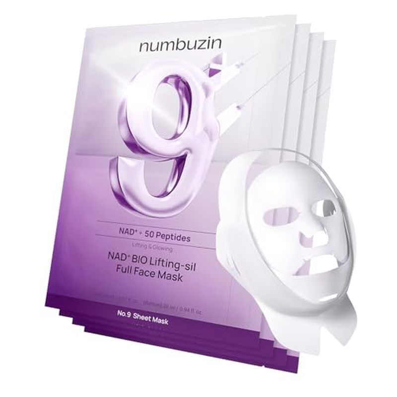 numbuzin No.9+ NAD+ BIO Lifting Full Face Mask, Peptide &amp; Collagen Two-Piece Firming Mask for a Smooth, Defined-Look