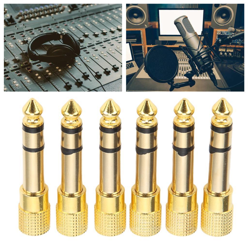 photop-BR Funien Metal 6,35 mm Adaptador de fone de ouvido Conversor de entrada de áudio estéreo para mixer