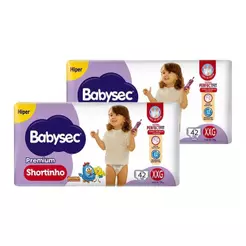 Fralda Descartável Babysec Shortinho Hiper Extra Extra Grande - 2 Pacotes com 42 Fraldas - Total 84 Tiras