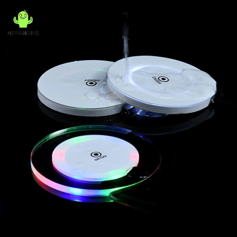 HENGHOME LED Coaster Acrílico Bar Cotail Flash Base Tapetes Cristal Ultra-Fino Light Para Mesa Decoração Acessórios Novo