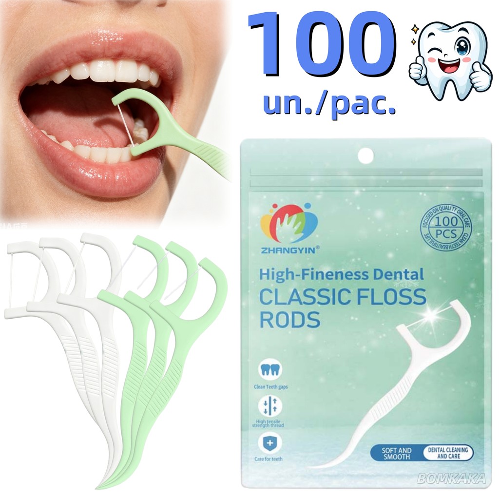 Kit Promocional Fio Dental Portátil em Saco 100 Unidades, Prático e Higiênico