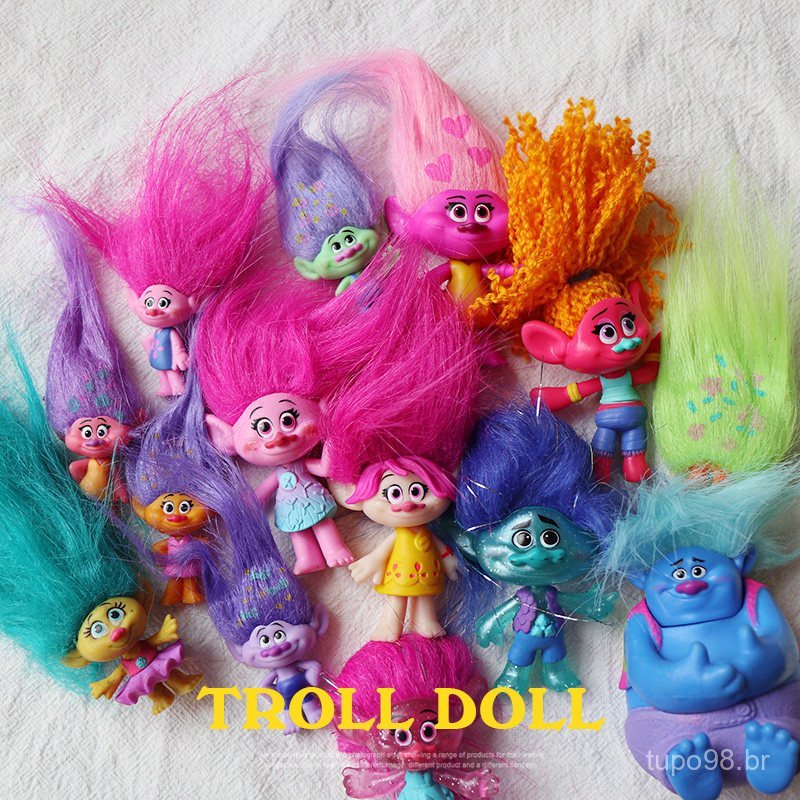 Boneco troll autêntico, embalado solto, figura de troll, brinquedo decorativo, fofo.
