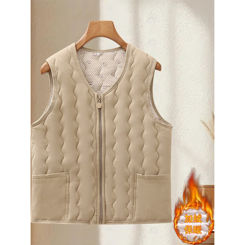 Roupas femininas idosas de meia-idade com zíper colete feminino engrossado alemão veludo colete térmico roupa interior o