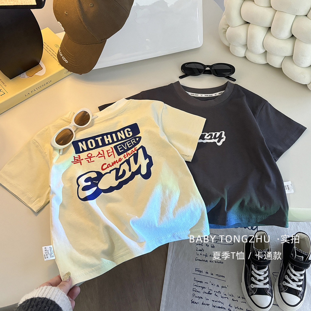 2026 verão novo estilo crianças 100% algodão de manga curta camiseta meninos meninas estilo coreano moda All-Match algod