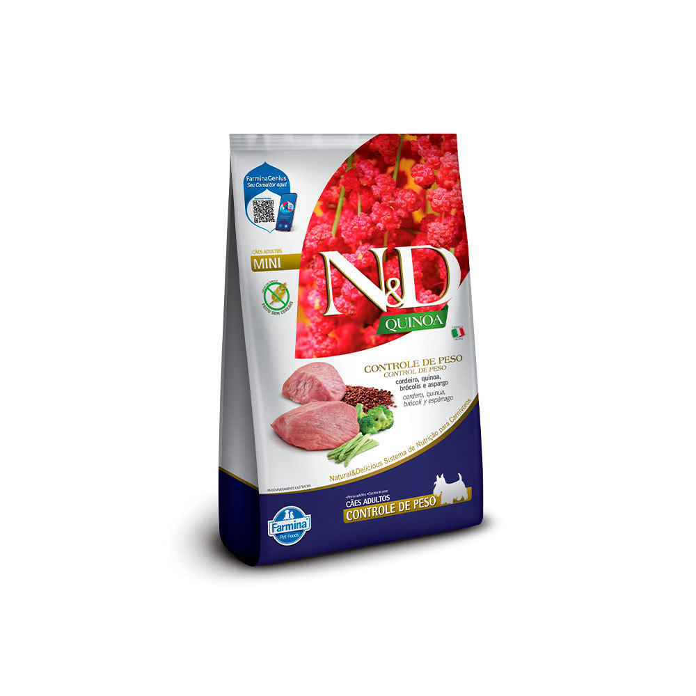 Ração N&D Quinoa Controle Peso Cães Mini Cordeiro 2.5kg