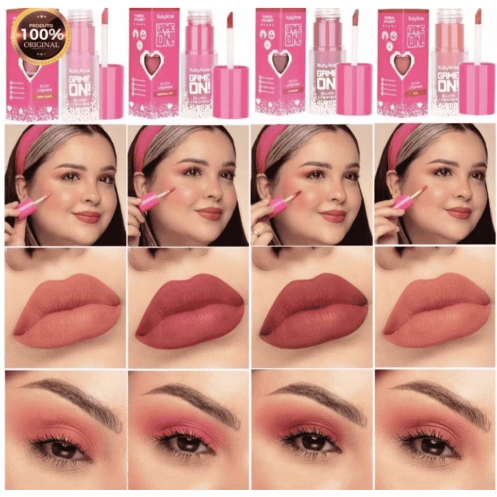 Blush Líquido Ruby Rose Game On 3 em 1( blush+batom+sombra )
