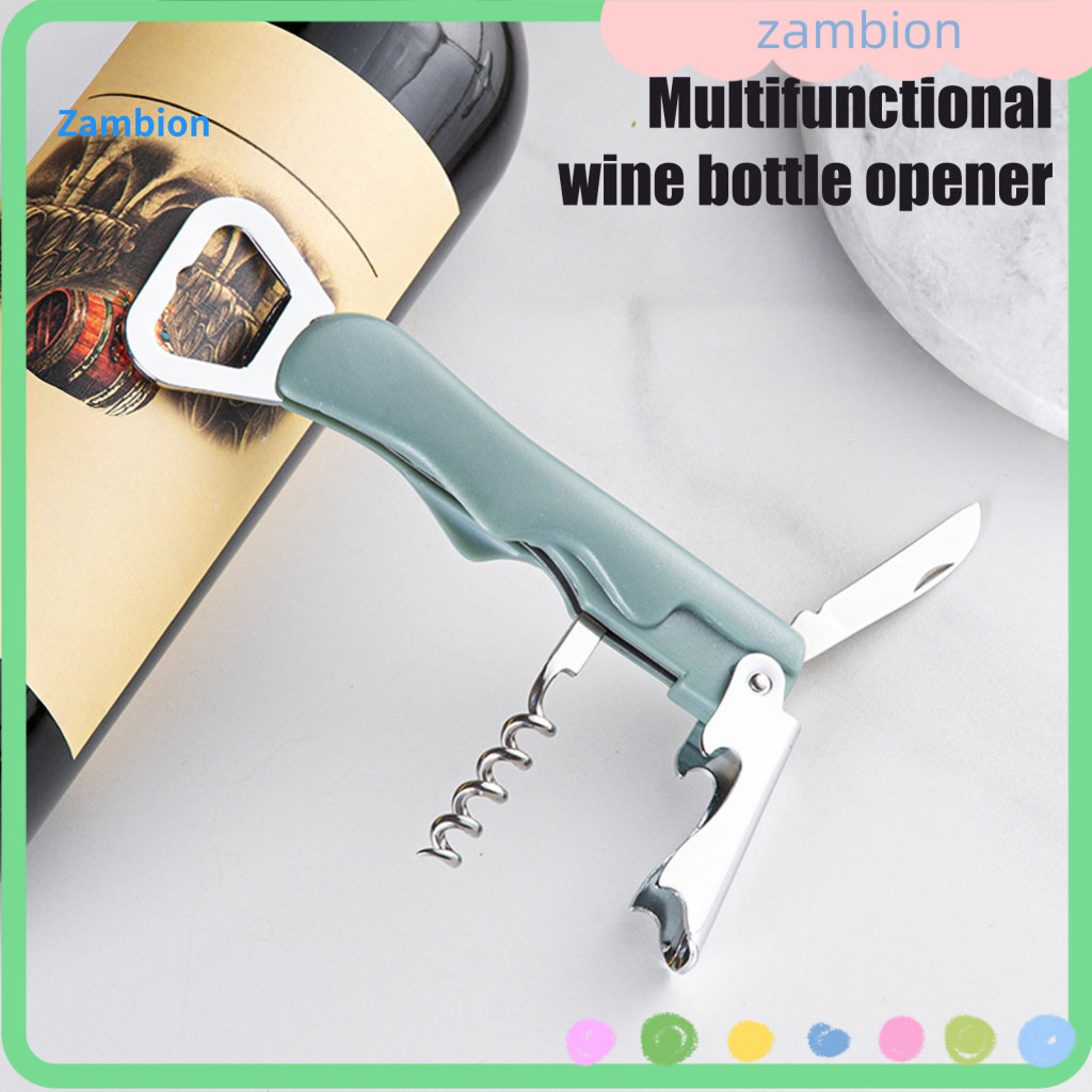 Multifunctional Bottle Opener Wine with Foil Cutter 3-in-1 Set – Portable Lever Non-slip Handle Beer Cap Lifter for Ea