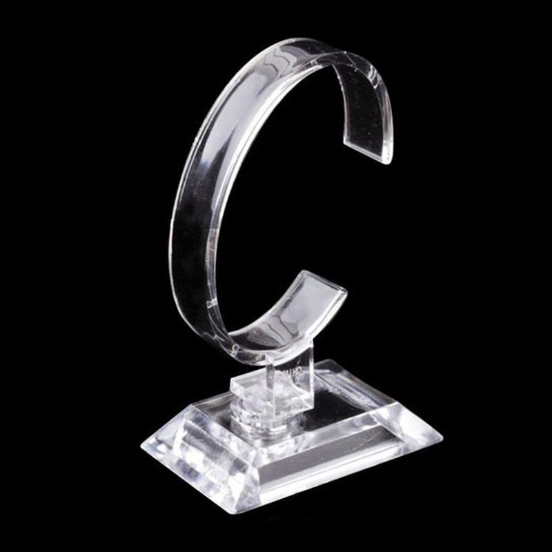 eesis 10CM Plástico Relógio De Pulso Display Ra Titular Venda Mostrar Caso Suporte Ferramenta Claro Jóias Paaging Altura