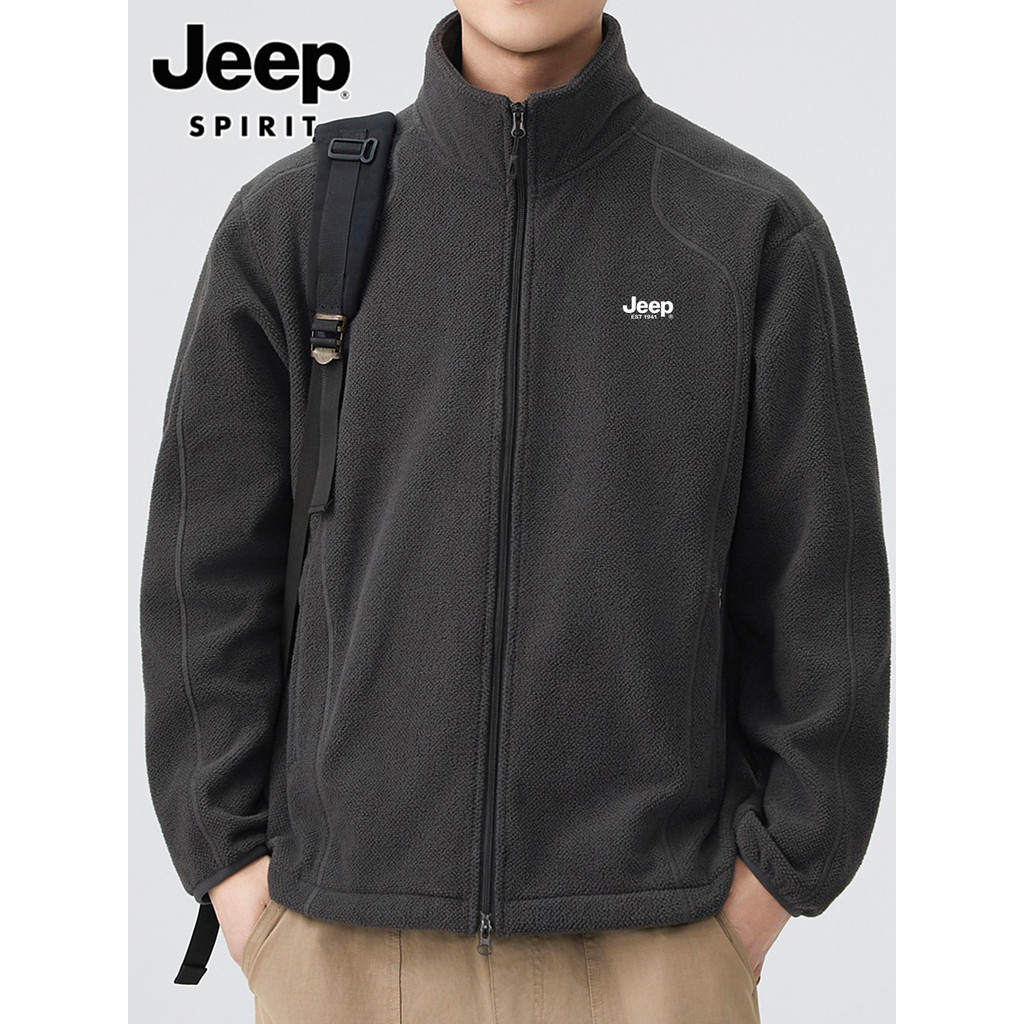 JEEP SPIRIT Cardigan Moletom Masculino Outono 2026 Novo Estilo Na Moda Gola Alta Polar Fleece Jaqueta Esportiva Masculin