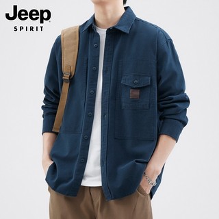 JEEP SPIRIT Camisa De Manga Comprida Masculina 2026 Outono Workwear Puro Algodão Polegada Camisa Solta Jaqueta Casual Ma