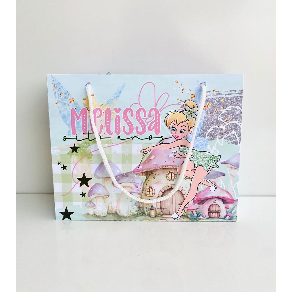 Kit Sacolinha Personalizada Sininho Pegue e Monte Lembrancinha para Festa de Aniversário