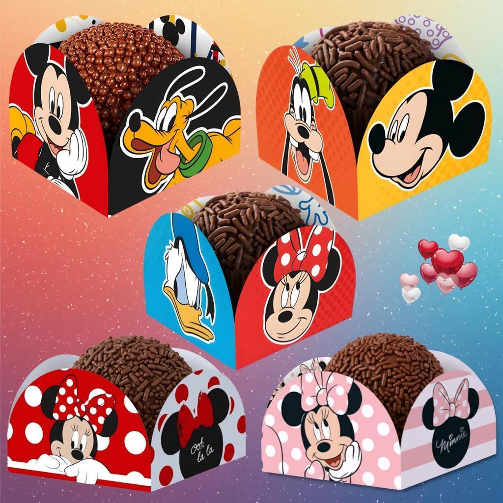 Porta Forminhas Mickey e Amigos Minnie Rosa Minnie Vermelha Festa Infantil Doces Aniversário Disney