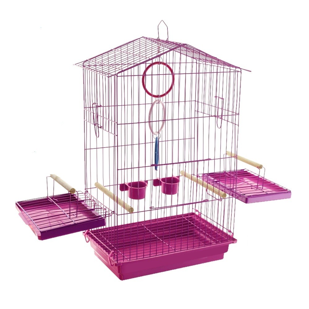 Gaiola Fantasia Calopsita Agapornis Ring Neck Aves Mansas Cores Rosa Azul e Vermelha