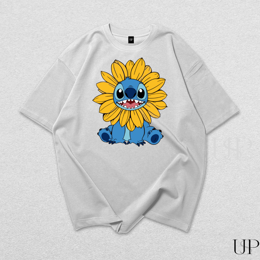 Camiseta Camisa Lilo Stich Flor Fofo Desenho T Shirt Estampada Algodão Feminino Masculino Infantil