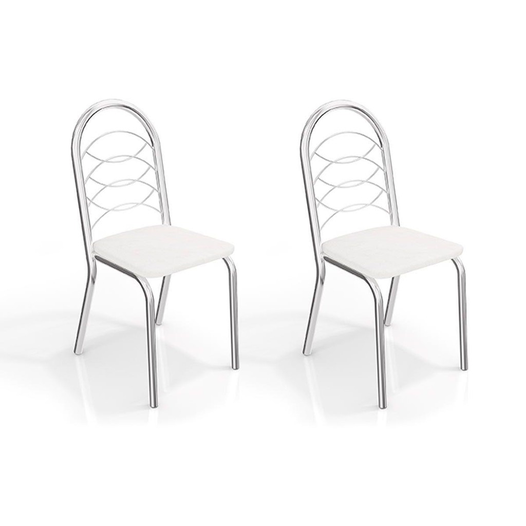 Cadeira Sala de Jantar Holanda 2C009 Aço Kit 2 Uni Cromada/Branco 106 - Kappesberg em Oferta na Shopee