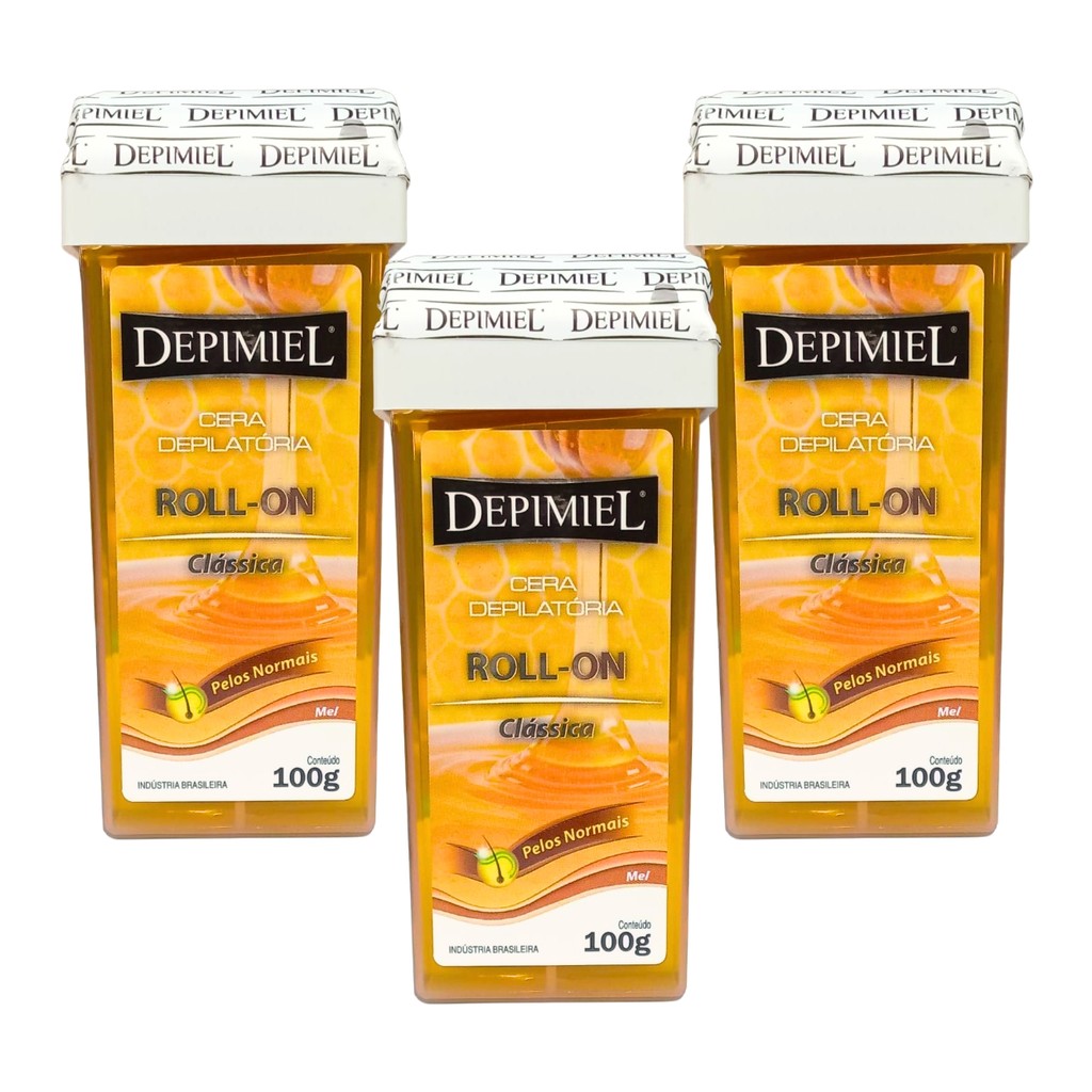 Kit 3 Ceras Roll-on Refil Depilatória Clássica Mel Depimiel em Oferta na Shopee