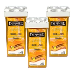 Kit 3 Ceras Roll-on Refil Depilatória Clássica Mel Depimiel