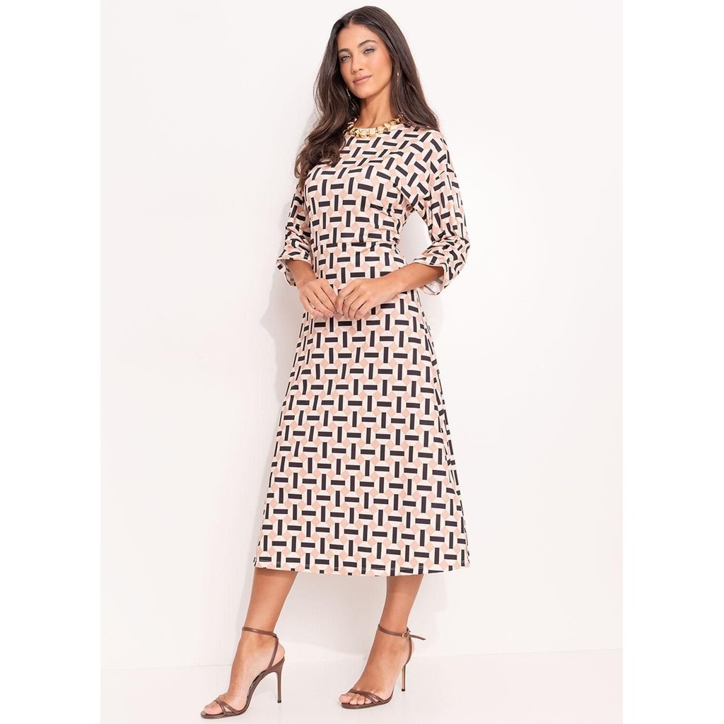 Vestido Malha Fria Gravataria Colorido Quintess em Oferta na Shopee