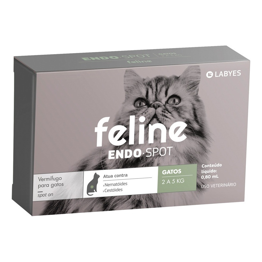 Vermífugo Feline Endospot Labyes 2 A 5 Kg em Oferta na Shopee