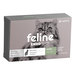 Vermífugo Feline Endospot Labyes 2 A 5 Kg em Oferta na Shopee