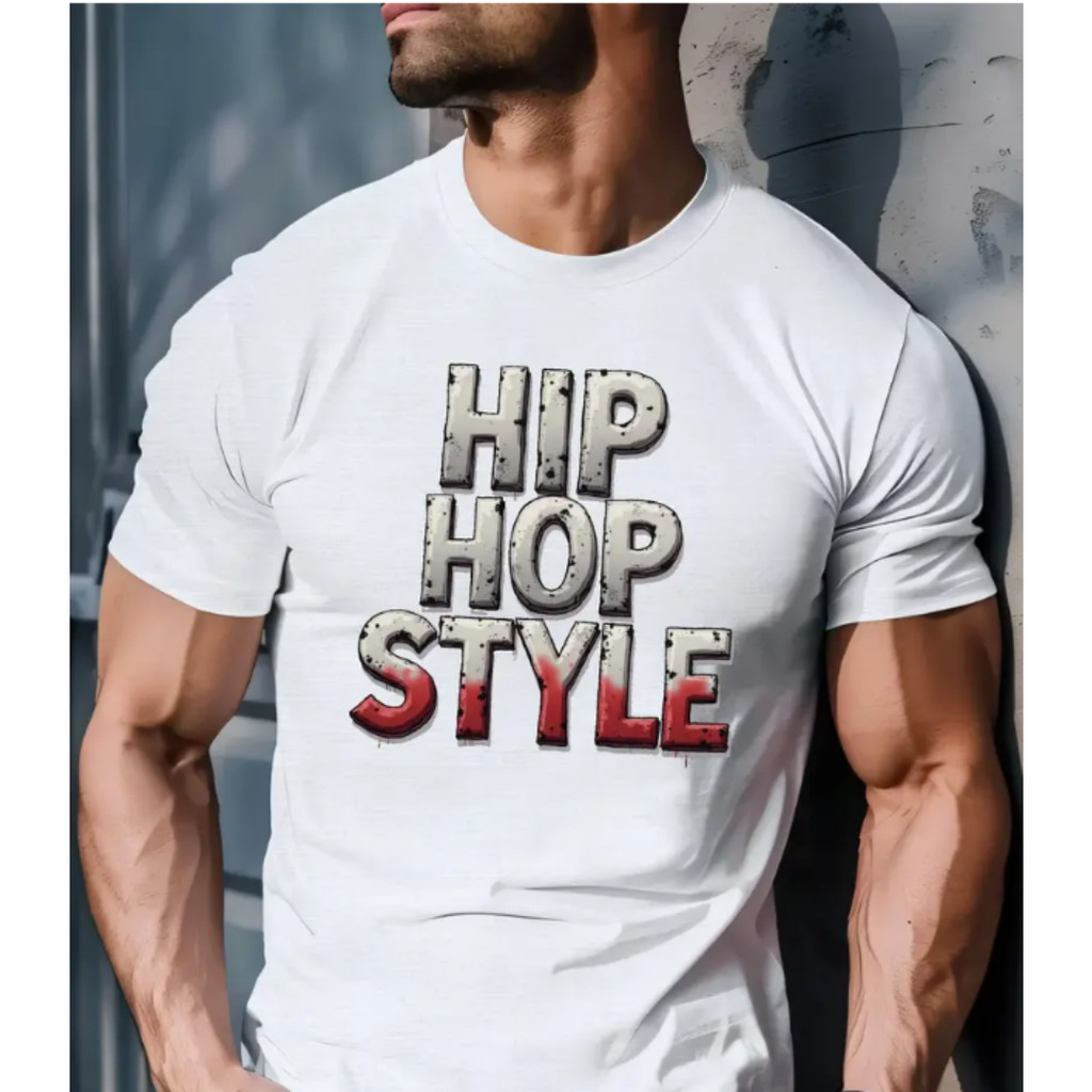 Bonito Camiseta Masculina Estilo Hip-hop Com Estampa Rasgada E Algodão Vintage