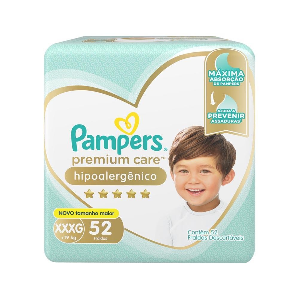 Fralda Pampers Premium Care C/52Un Tamanho Xxxg em Oferta na Shopee