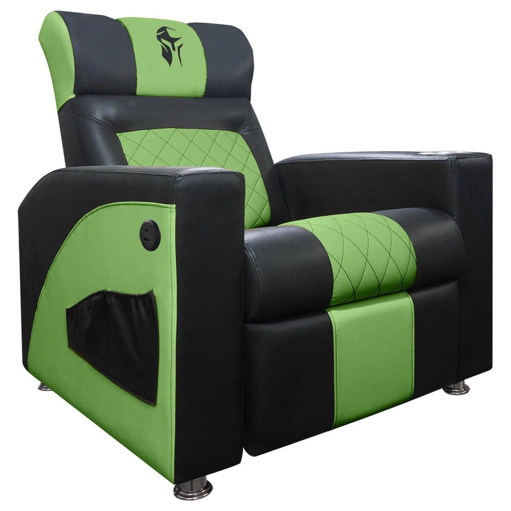 Cadeira Gamer Sparta com Encosto Reclinável e Carregador USB Corino Preto/verde