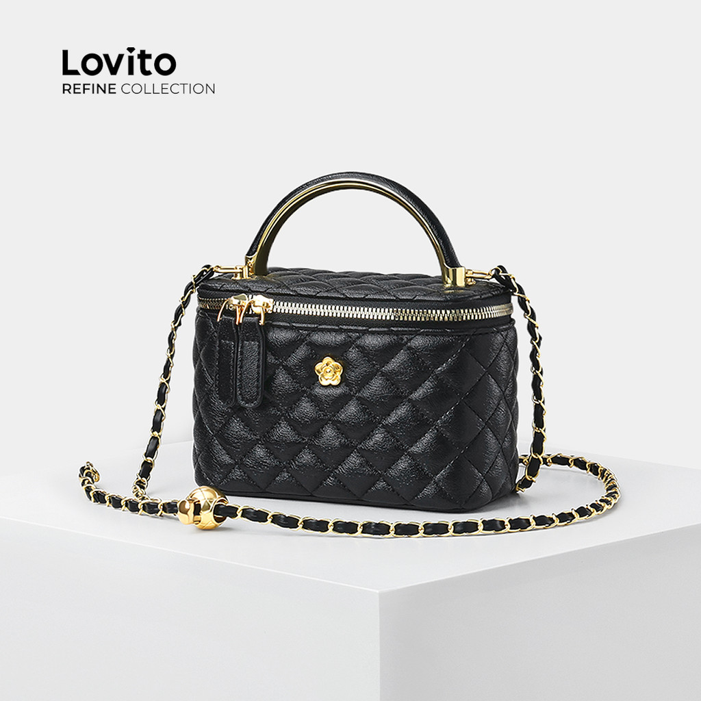 (NEW) (Refine by Lovito) Bolsa de Ombro Pequena para Mulheres em Tecido Elegante de Alta Qualidade LR16E016 em Oferta na Shopee