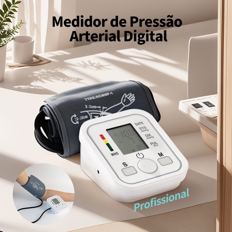 Medidor de pressão arterial digital braço aparelho de pressao arterialprofissional esfigmomanômetro manômetro portátil
