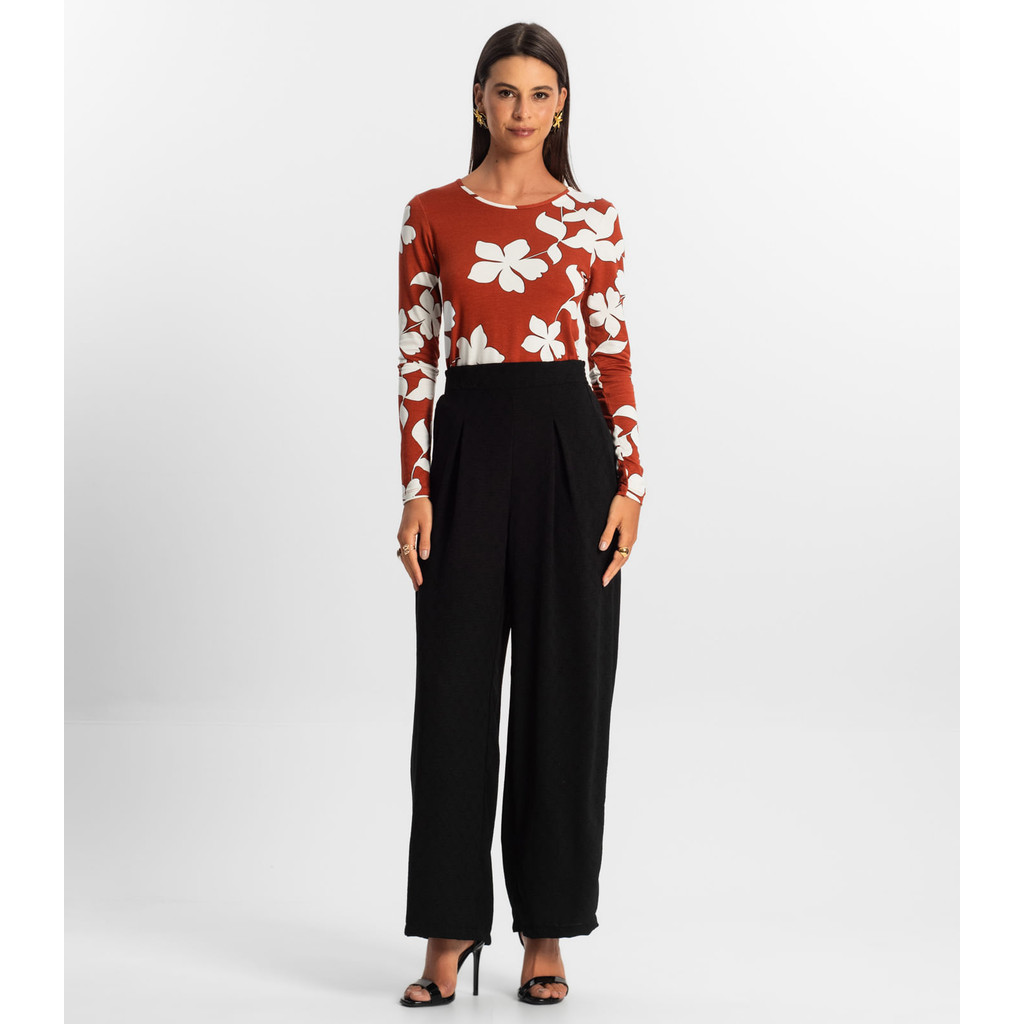 Calça Reta Feminina Rovitex Preto em Oferta na Shopee