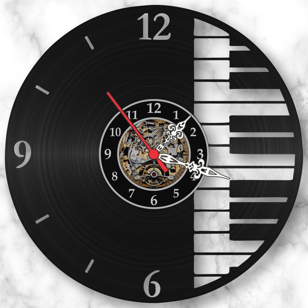 Relógio Parede Teclado Piano Música Rock Teclas Vinil Lp Promoção