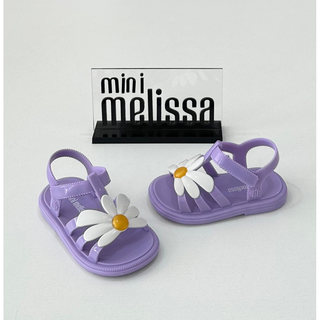 Sandália Feminina Mini Melissa Bloomy Lilás/Branco Flor Confortável