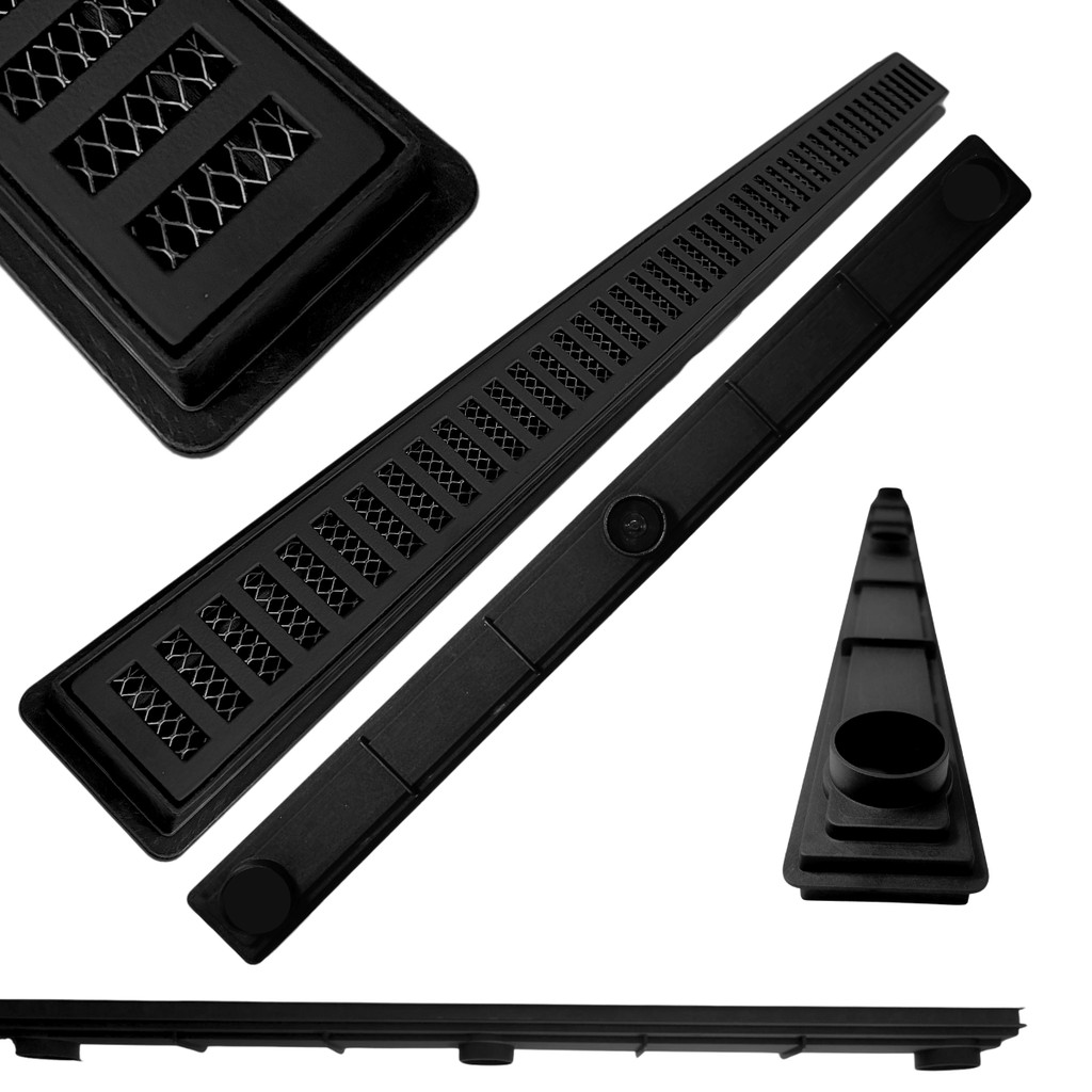 Ralo Baixo para Apartamento e Laje 70cm Alumínio Preto Cocho Raso Preto com Tela