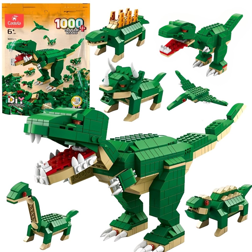 Blocos de Montar Coleção Dinossauro 1000 Peças 6 em 1 - Castela em Oferta na Shopee