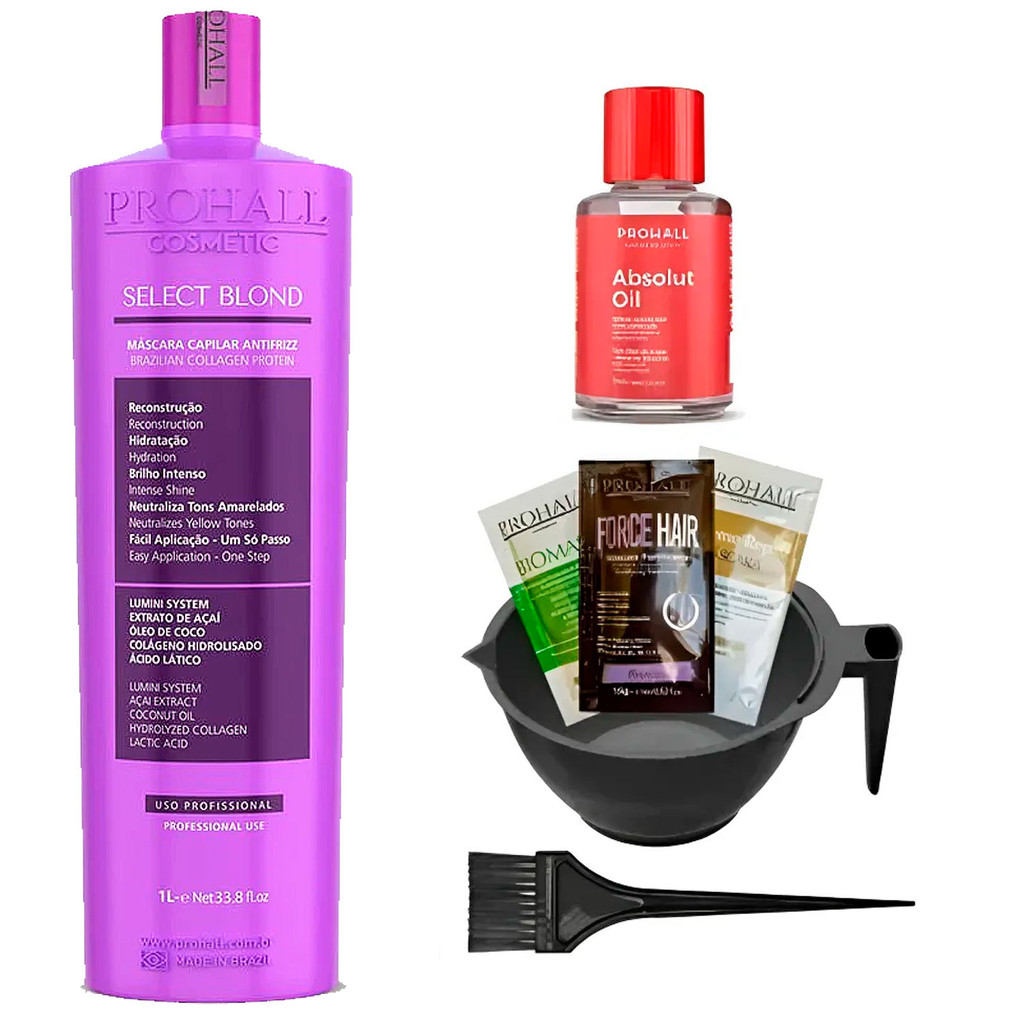 Select Blond Prohall 1 Litro Progressiva Loiras SemFormol +Cumbuca/Argan/Sachês