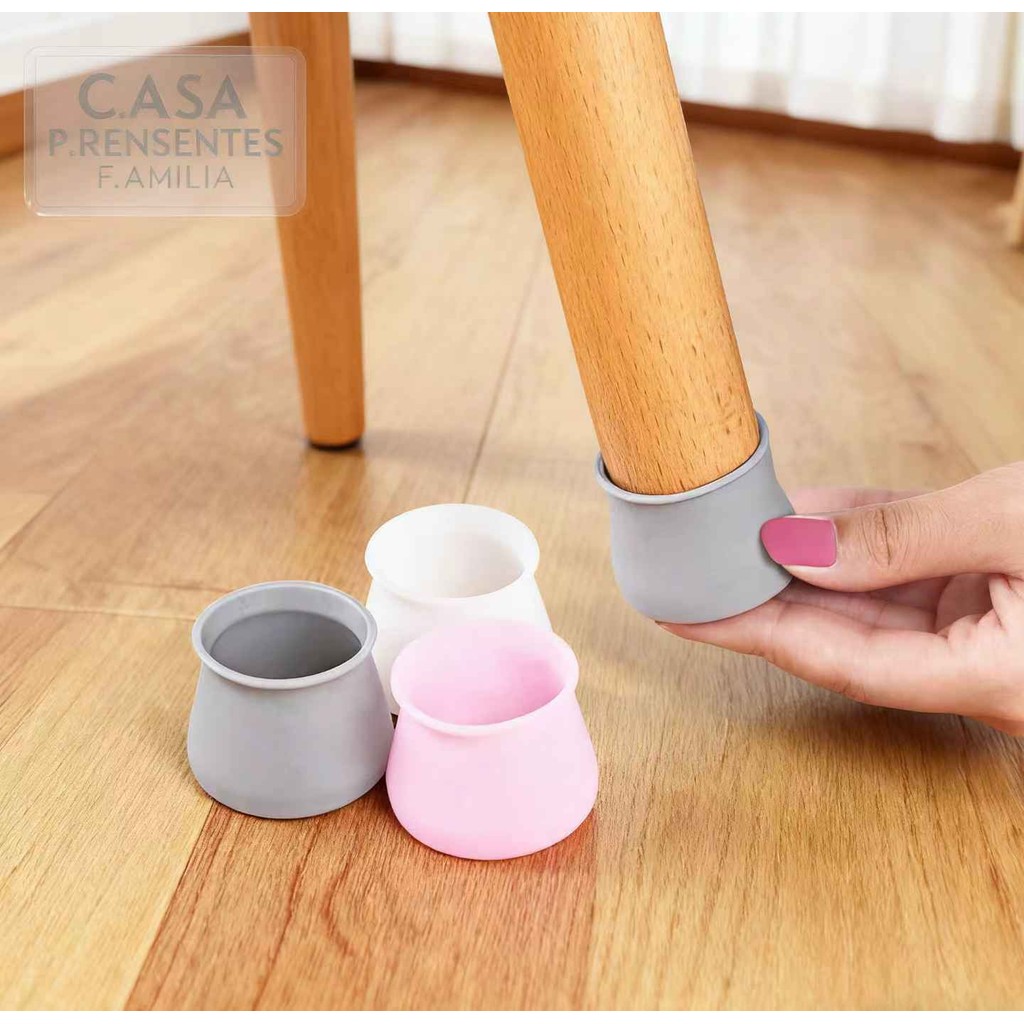 Kit 24/20/16/12 Protetor Silicone Pé de Mesa e Cadeira. Proteger o piso em Oferta na Shopee