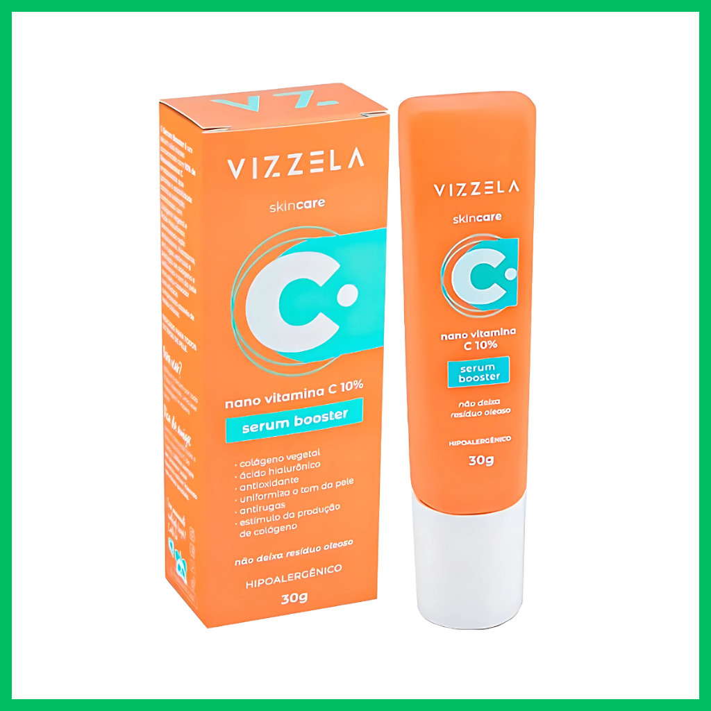 Sérum Vitamina C Vizzela 30g Ácido Hialurônico Colágeno e Proteção Antioxidante para a Pele