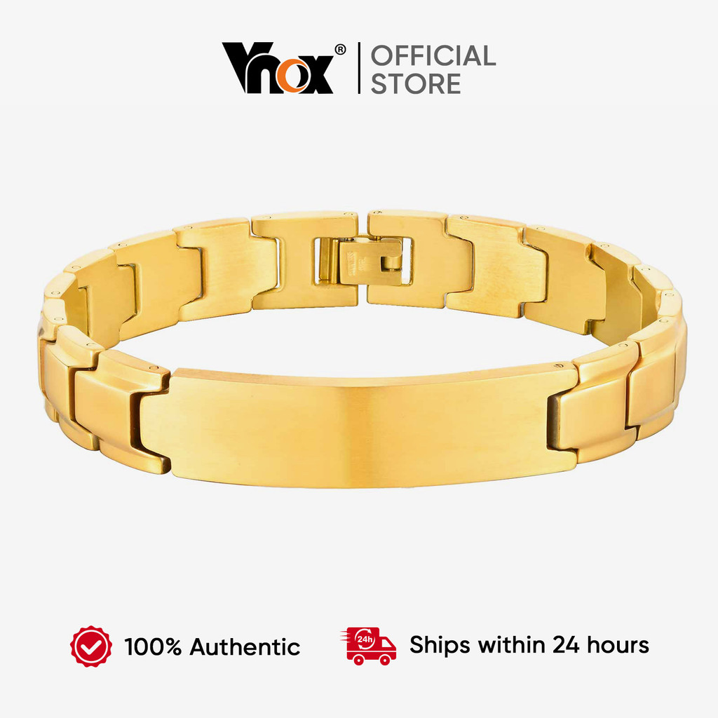 VNOX Pulseira Masculina Com Nome Personalizado , Em Tom Dourado , Vintage Americano , Aço Inoxidável , Resistente À Ferr em Oferta na Shopee