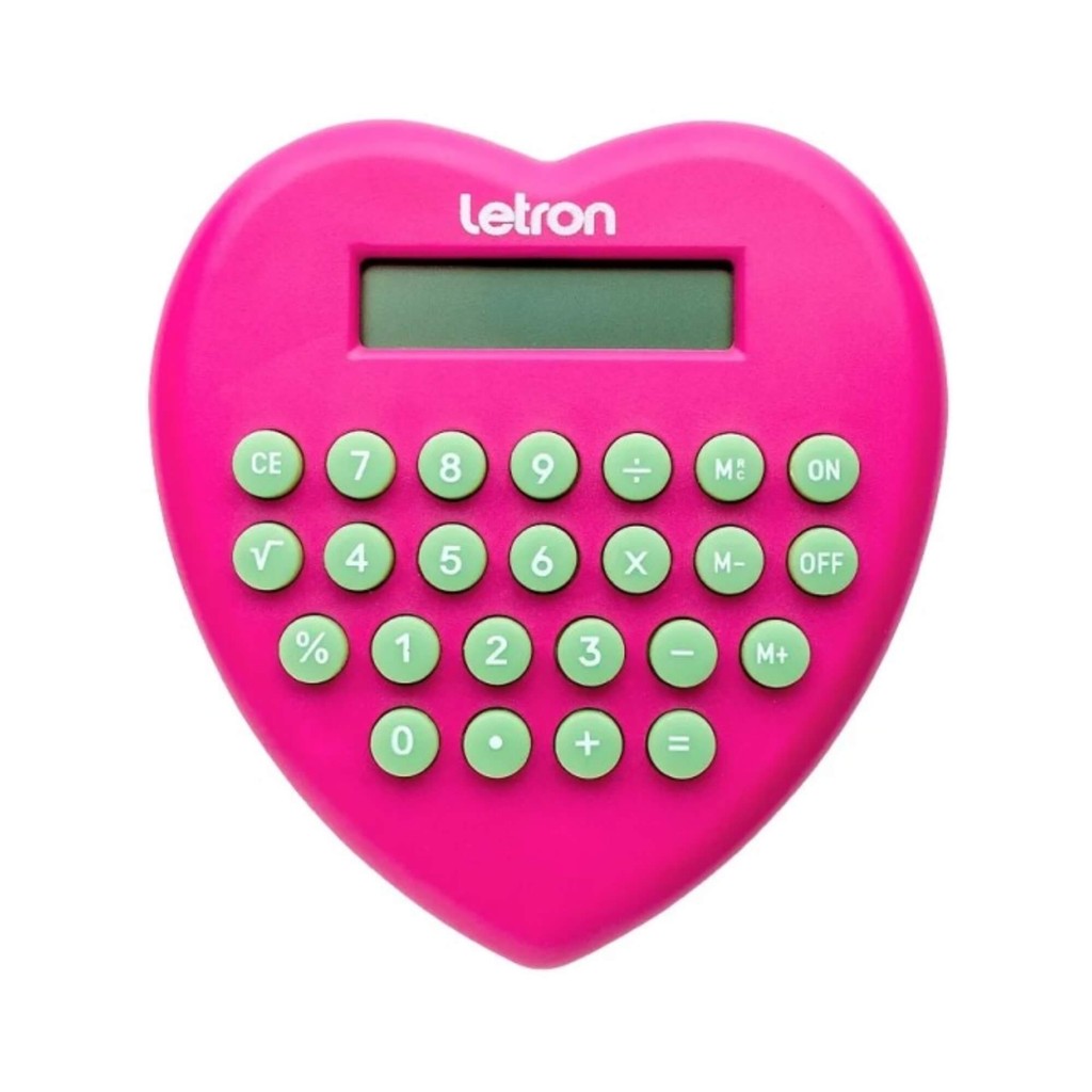 Calculadora 8 Dígitos Coração Rosa Letron Leonora - 99339 em Oferta na Shopee